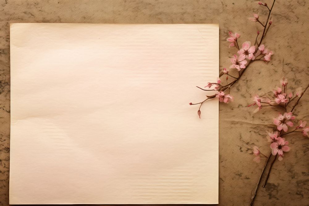 Old pink paper of letter with envelope flower petal plant.