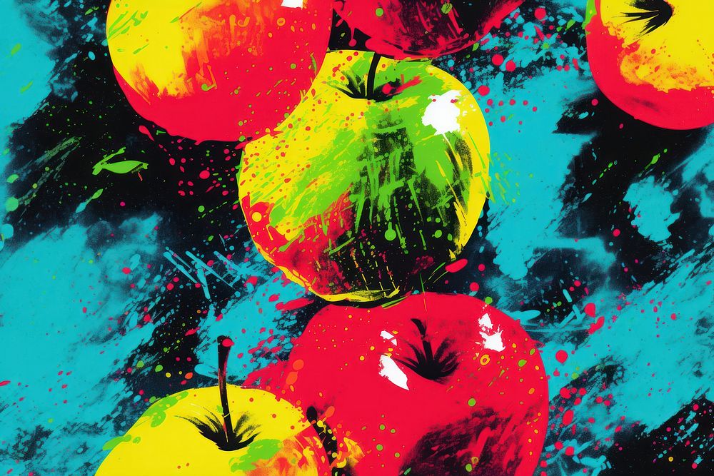Apple pattern backgrounds painting graphics. AI generated Image by rawpixel.