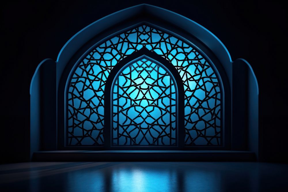 Islamic a window architecture pattern blue. AI generated Image by rawpixel.