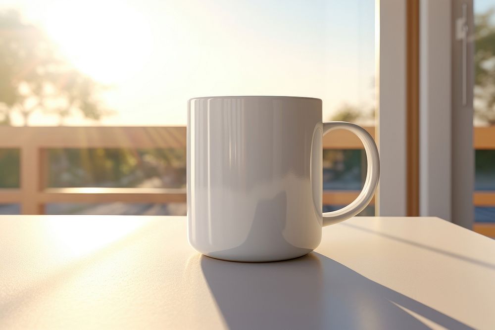 White mug window coffee drink.