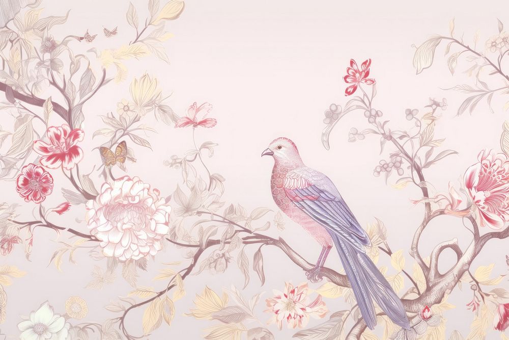 Bird wallpaper pattern flower. | Free Photo Illustration - rawpixel