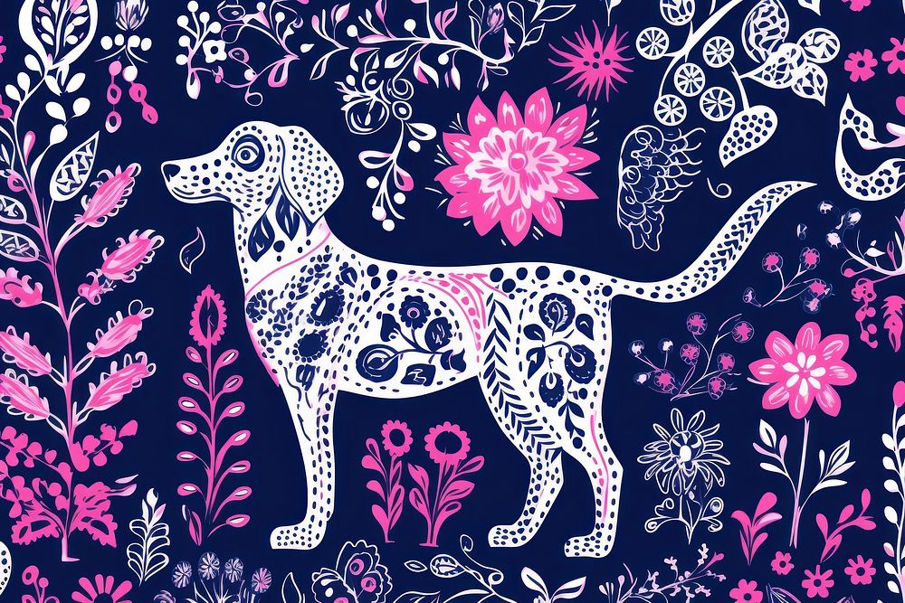 Dog pattern mammal animal purple.