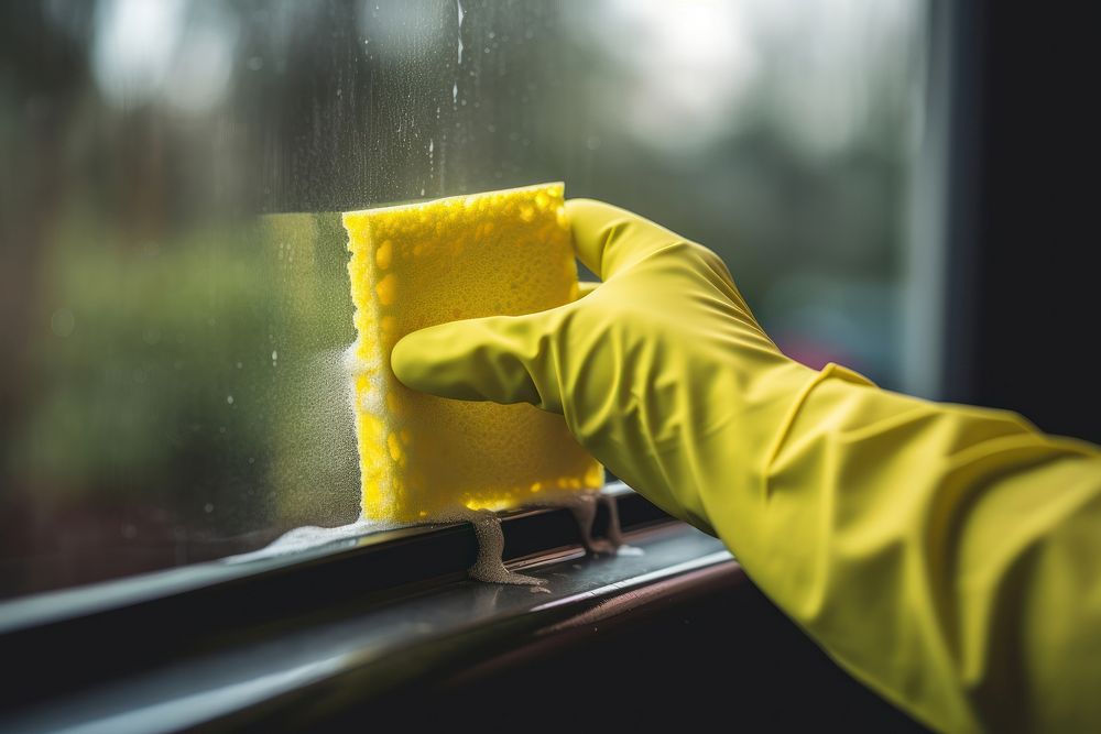 Rubber glove cleaning window hand transportation. AI generated Image by rawpixel.