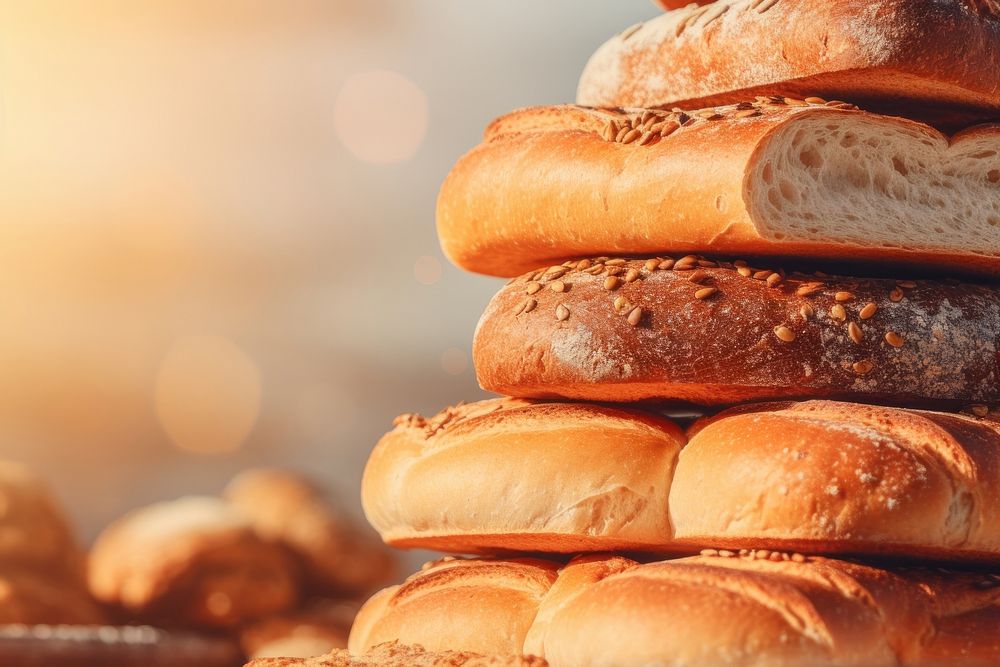 A bunch of bread stacked on top of each other food hamburger breakfast. AI generated Image by rawpixel.