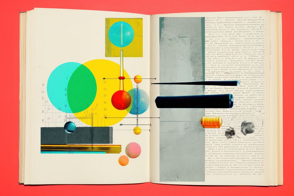 Collage of a open science book paper art publication.
