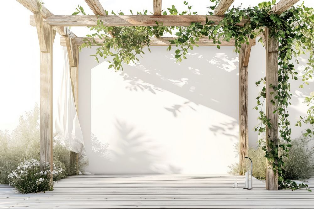 Wedding white wood backdrop mockup nature architecture outdoors.