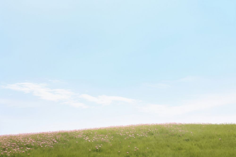 Wildflower hill sky landscape outdoors. AI generated Image by rawpixel.