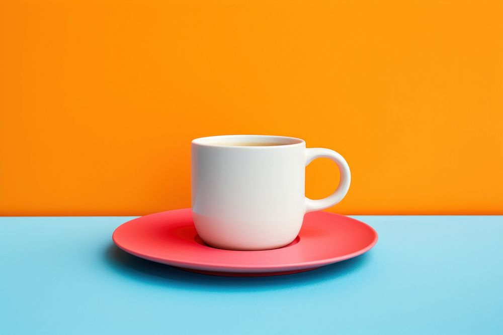 A white coffee cup saucer drink mug.