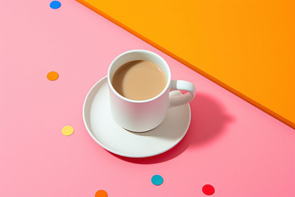 A white coffee cup saucer drink mug.