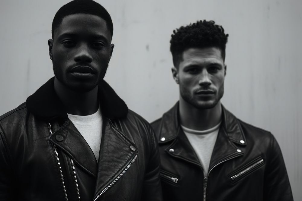 Men men in aesthetic leather jacket portrait standing adult.