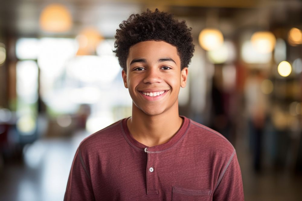 Happy african american teenager smile men architecture.
