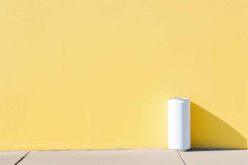 A white can onto a barricaded fence wall architecture yellow.