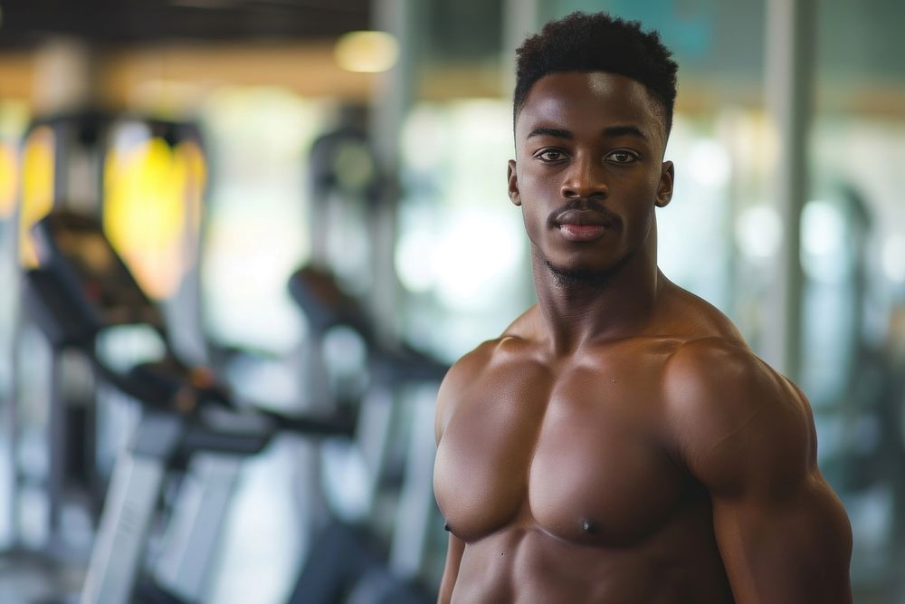 African american men adult gym determination.