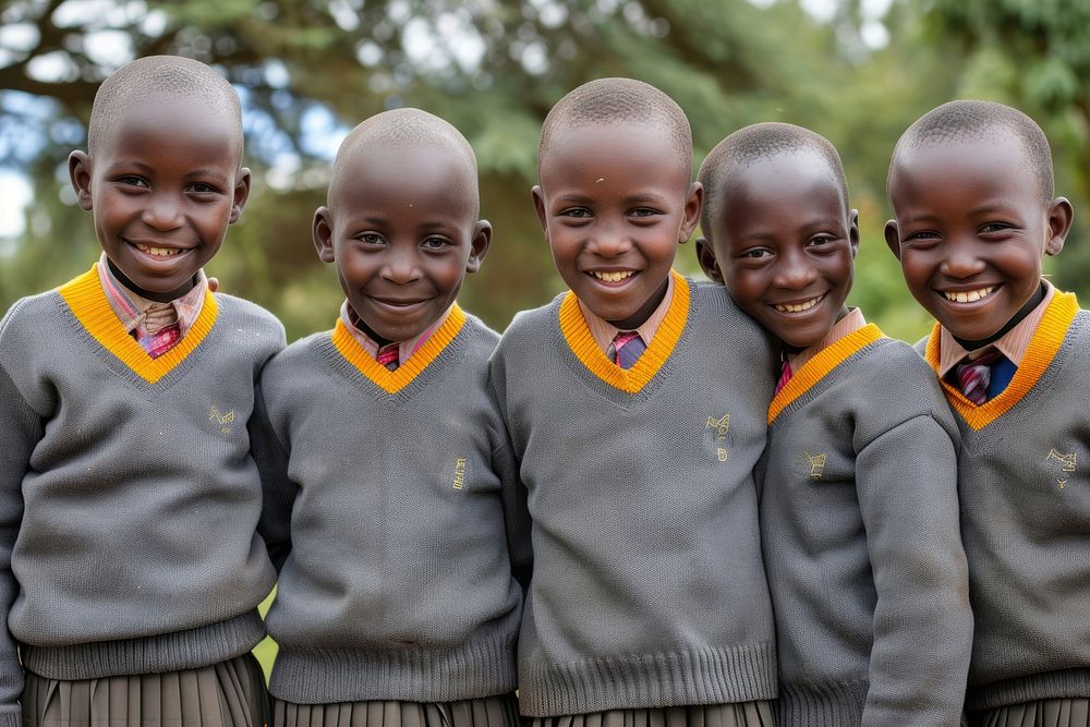 African kids uniform child smile.