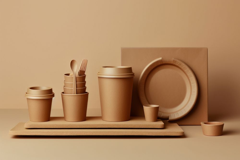 Food packaging set  cafe pottery cup art.