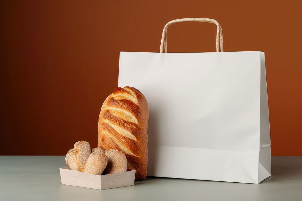 Food packaging set  cafe bread bag viennoiserie.