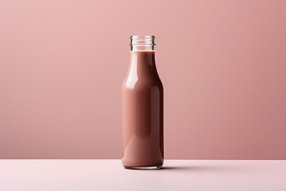 Chocolate milk bottle glass drink.