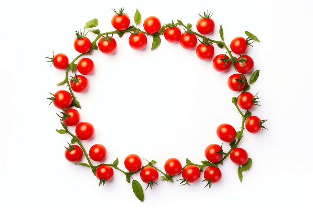 Cherry tomato frame border vegetable plant food.