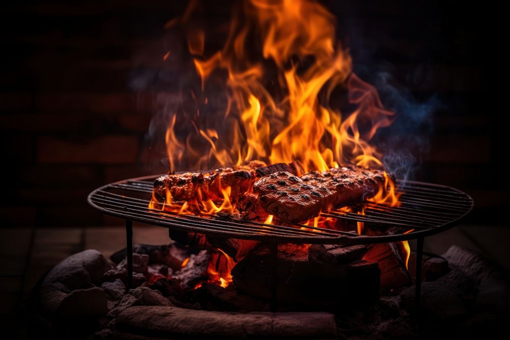 Empty flaming charcoal fire grilling bonfire. AI generated Image by rawpixel.