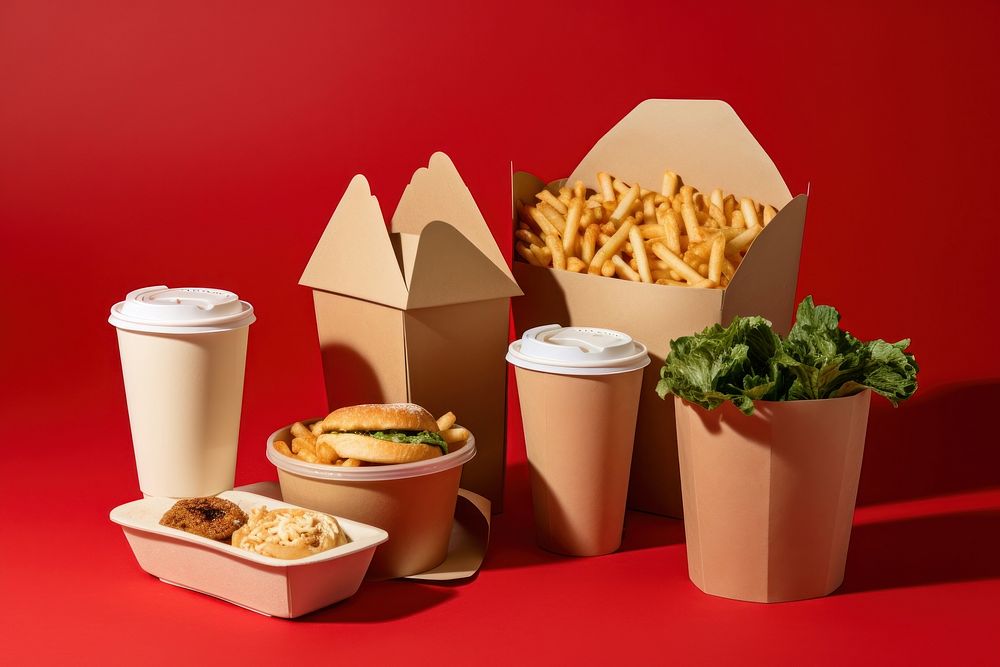 Food take away set lunch meal disposable.