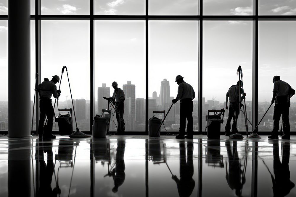 Focus men cleaning window architecture. AI generated Image by rawpixel.