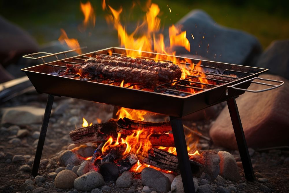 Empty portable fire grilling barbecue. AI generated Image by rawpixel.