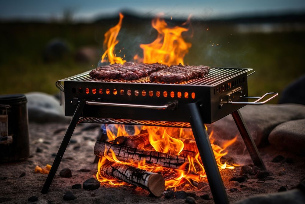 Empty portable fire grilling barbecue. AI generated Image by rawpixel.