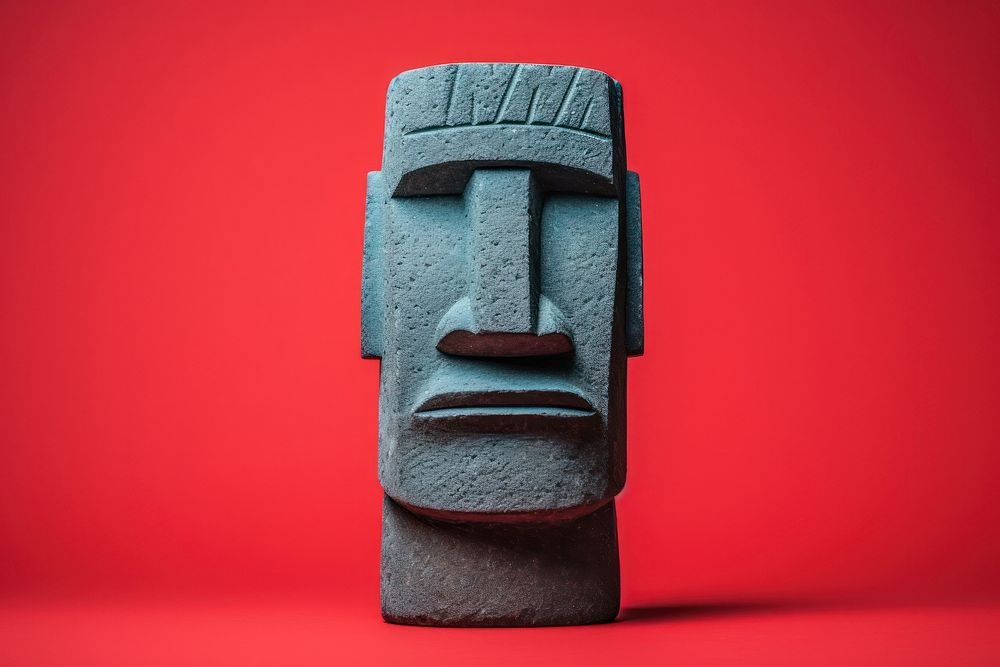 Moai stone head totem representation architecture.
