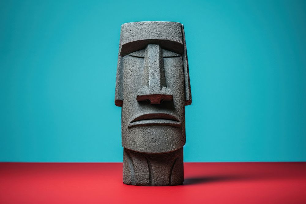 Moai stone head totem representation architecture.