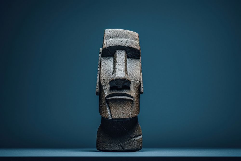 Moai stone head totem architecture sculpture.