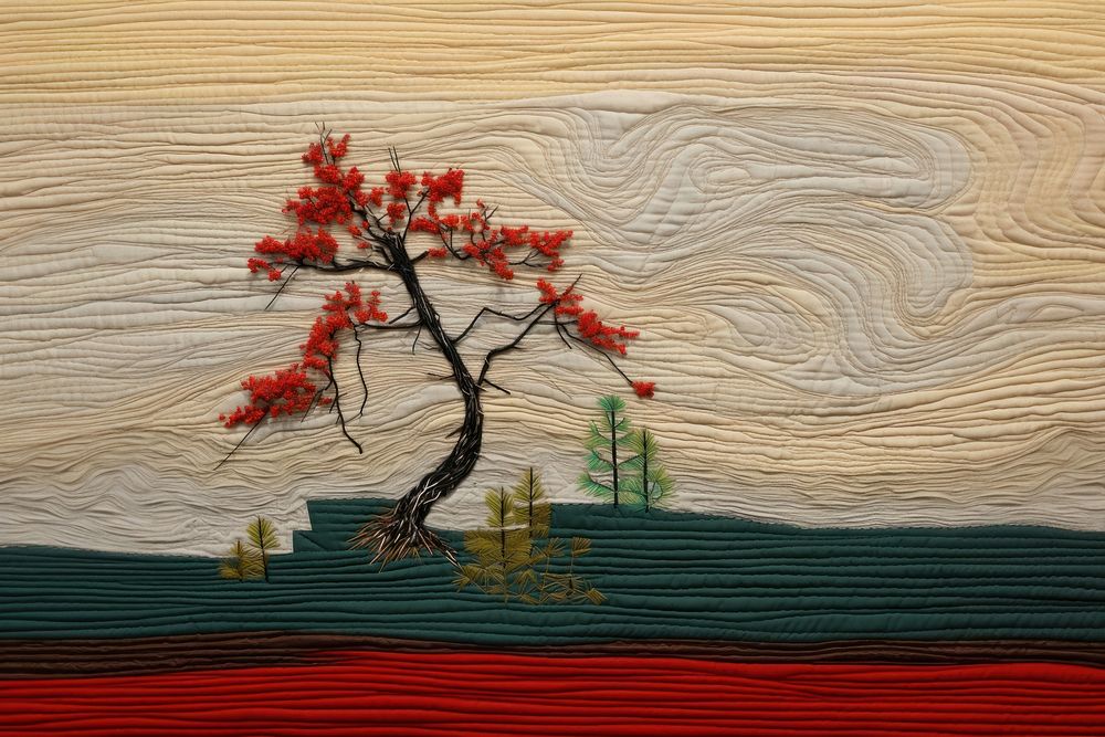 Minimal colorful pine tree painting pattern craft.