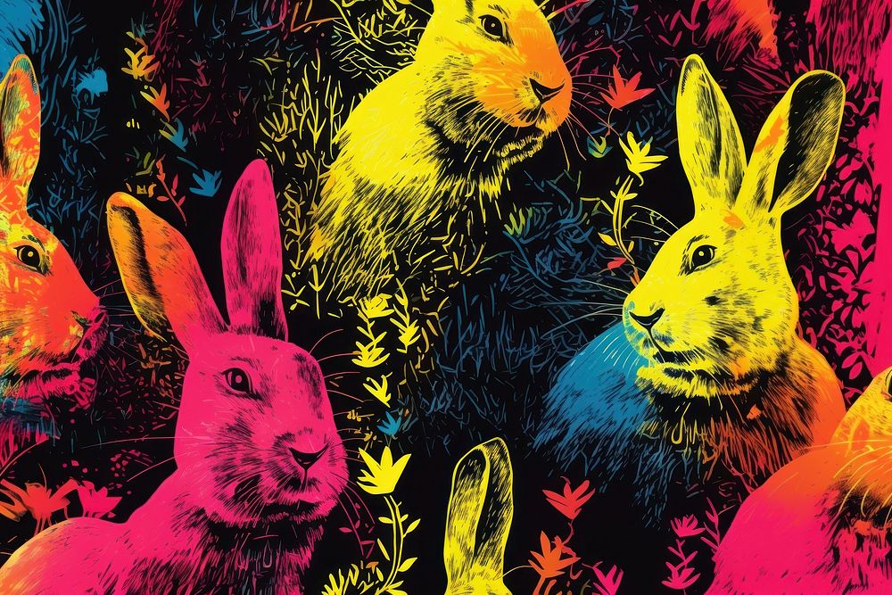 Rabbit pattern animal mammal. AI generated Image by rawpixel.