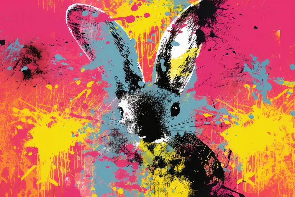 Rabbit painting animal mammal. AI generated Image by rawpixel.