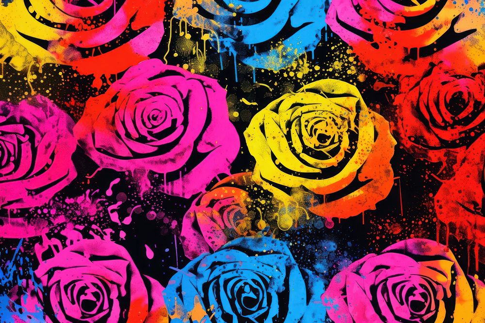 Rose pattern backgrounds abstract painting. AI generated Image by rawpixel.