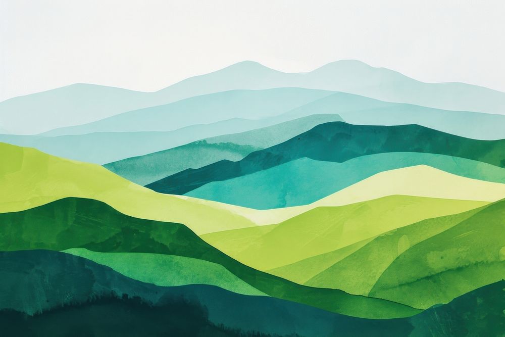 A lush green hillside mountain art backgrounds. AI generated Image by rawpixel.