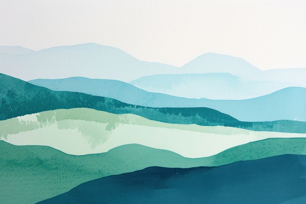 Hillside mountain soft blues and greens backgrounds landscape nature. AI generated Image by rawpixel.