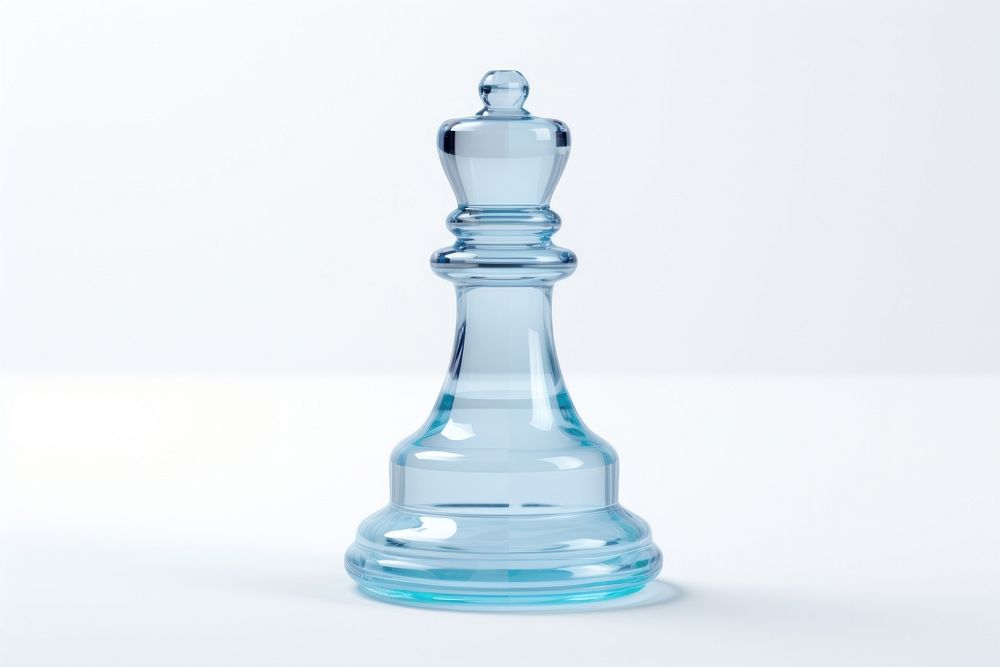 Chess shape toy transparent glass white background.