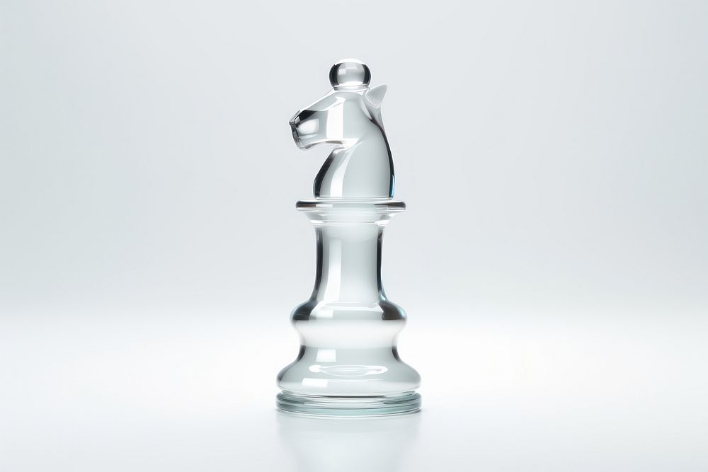 Knight chess shape white white background chessboard.