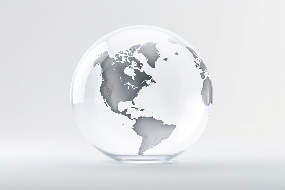 Globe Icon transparent sphere planet.