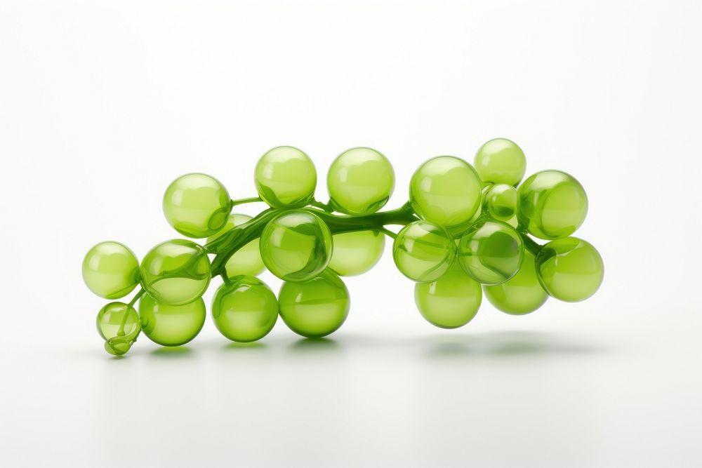 Green grapes shape plant food white background.