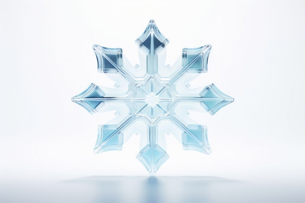 Hand Blown Glass snowflake shape white christmas freezing.