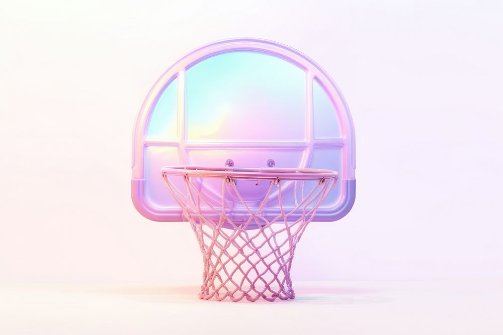 Iridescent basketball hoop white background playground furniture.