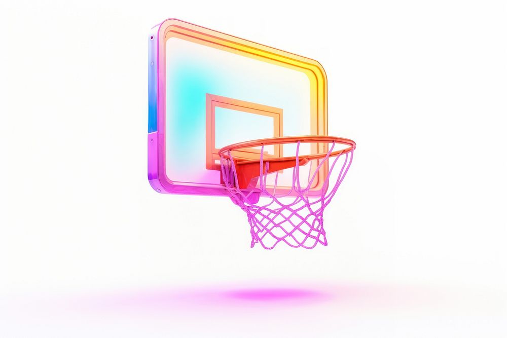 Iridescent basketball hoop white background competition furniture.
