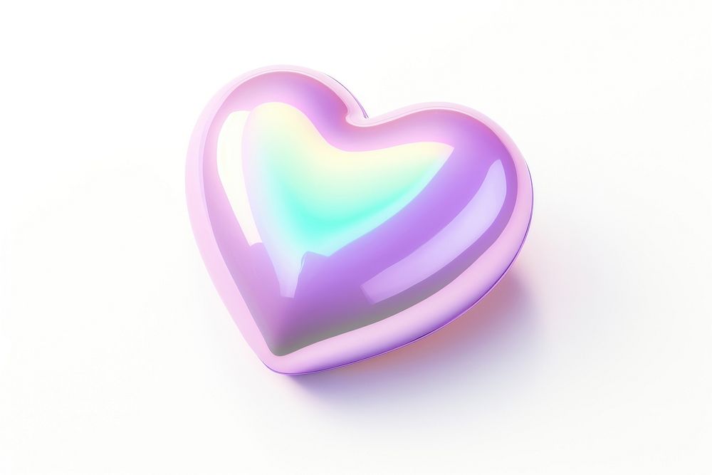 Iridescent heart white background confectionery investment.