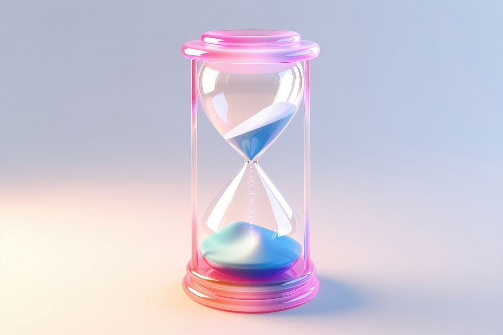 Iridescent hourglass biotechnology transparent deadline.