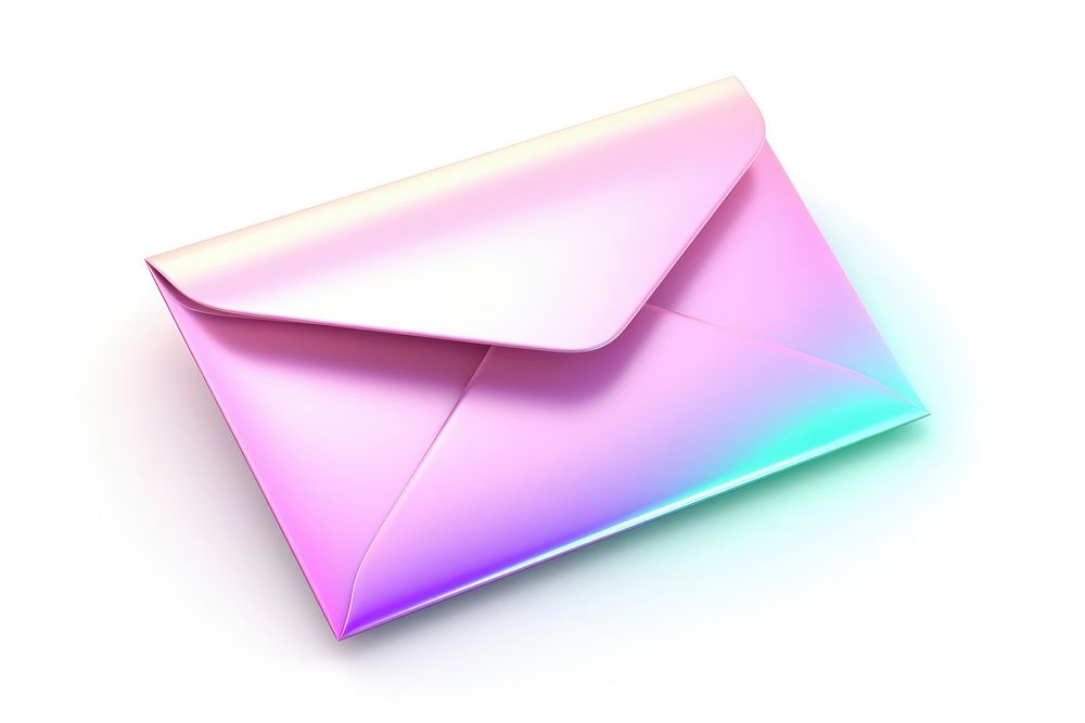 Iridescent mail envelope white background letterbox.