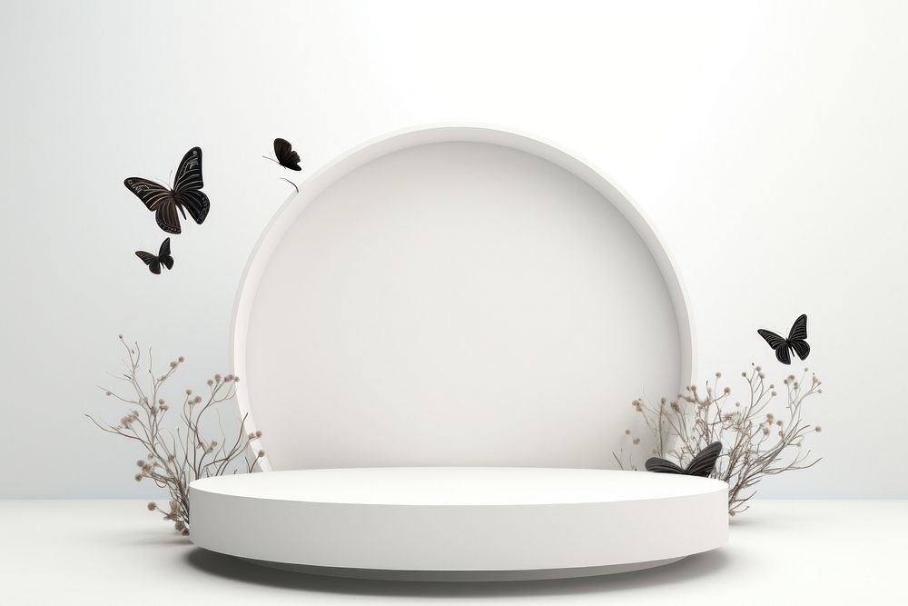 White background product display butterfly backdrop.