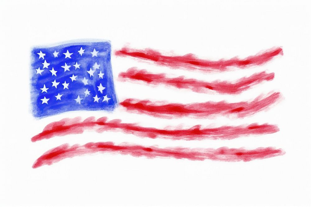 USA flag drawing white background independence. AI generated Image by rawpixel.