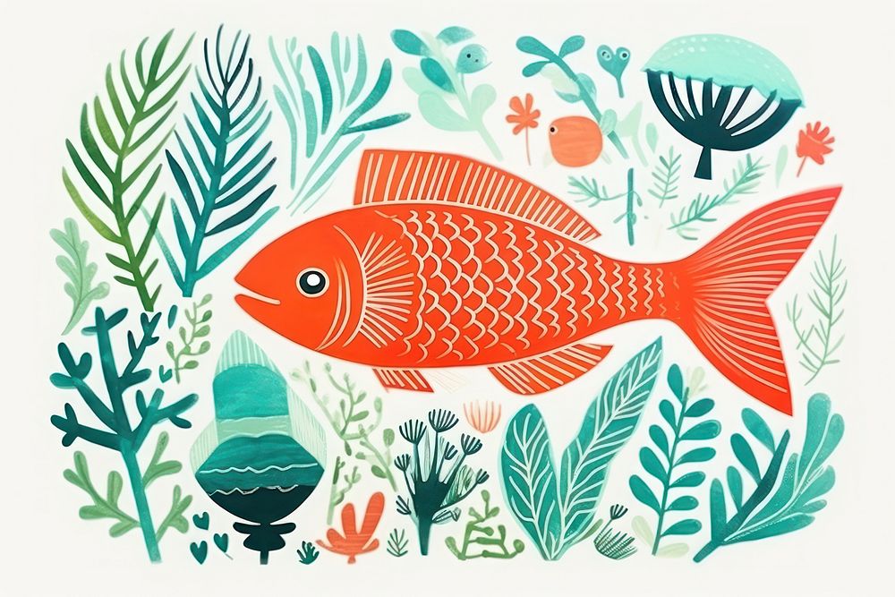 Fish in underwater pattern animal creativity. AI generated Image by rawpixel.
