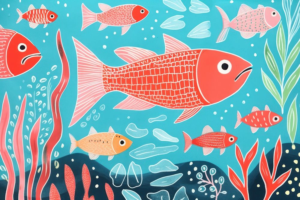 Fish in underwater pattern animal backgrounds. AI generated Image by rawpixel.